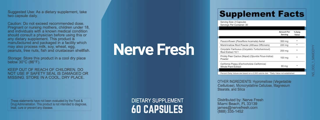 Nerve Fresh Supplement Facts Label